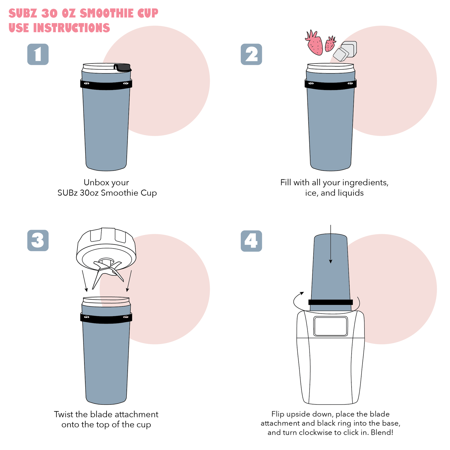 SUBz 30 oz Blender To-Go Cold Cup for Ninja